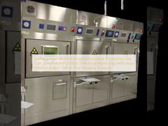 Hepa Filtrasyonu Aktif Karbon Filtresi Negatif Basınçla Gerçek Zamanlı Doz İzleme ile Radyofarmaceutik Üretim hattı için Sentez Sıcak Hücre GMP Standartı